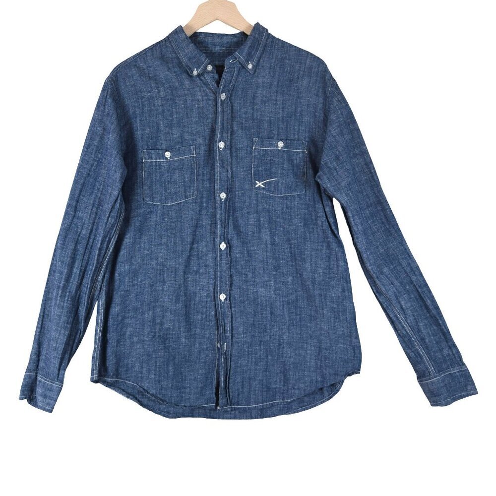 SpaceX Chambray Denim Button-Up Shirt L Long Sleeve Workwear